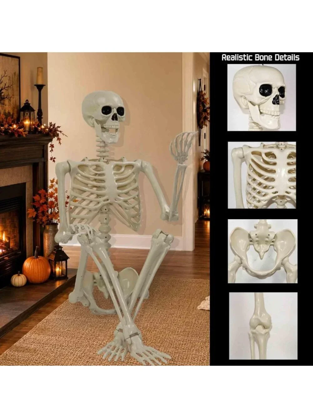 2 Pack 5.4ft Life Size Halloween Skeletons - Realistic Posable Outdoor Decor